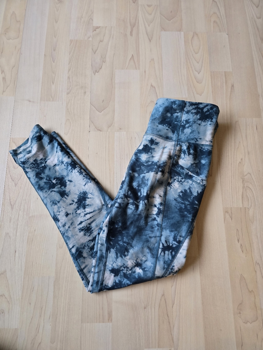 Freefly Green Tie Dye Leggings With Pockets Size Medium